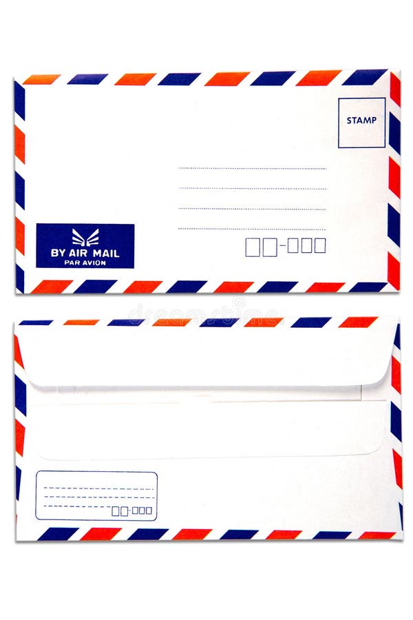 Air mail envelope isolated white background