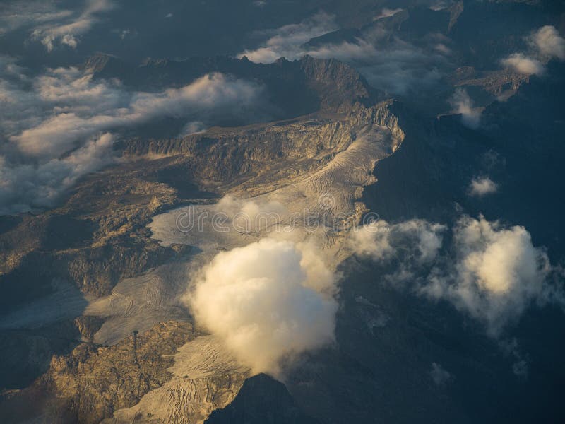Air plane view of the Alps mountains