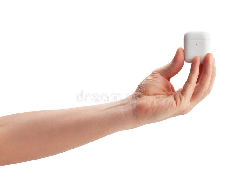Air pods charging case in hand