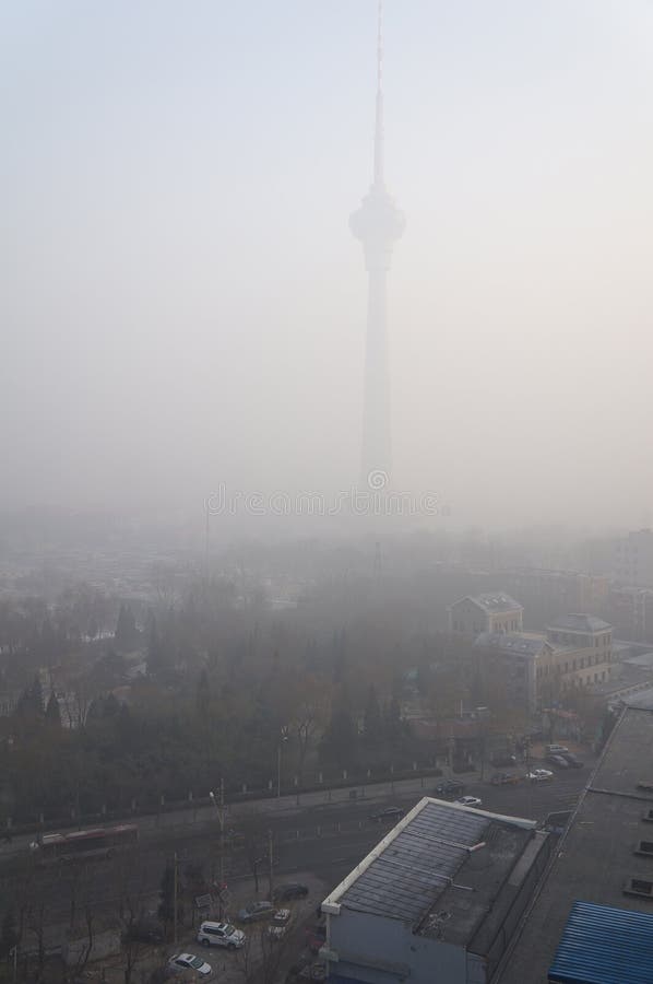 Air pollution in Beijing editorial stock image. Image of environment