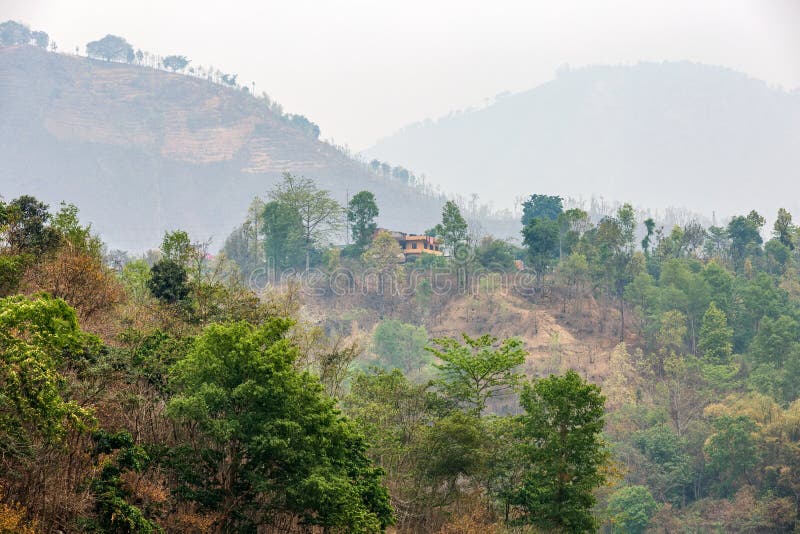 Air Pollution and Mountain Landscape Stock Photo Image of house