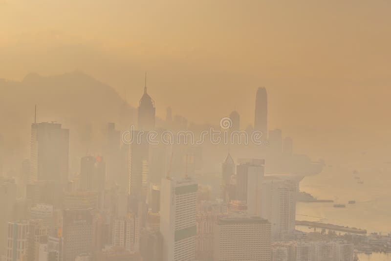 A Polluted Hong Kong Cityscape, Showing Its Pollution 14 Nov 2021 Stock