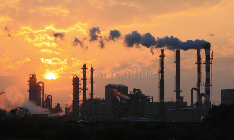Air pollution smoke from pipes and factory stock photography