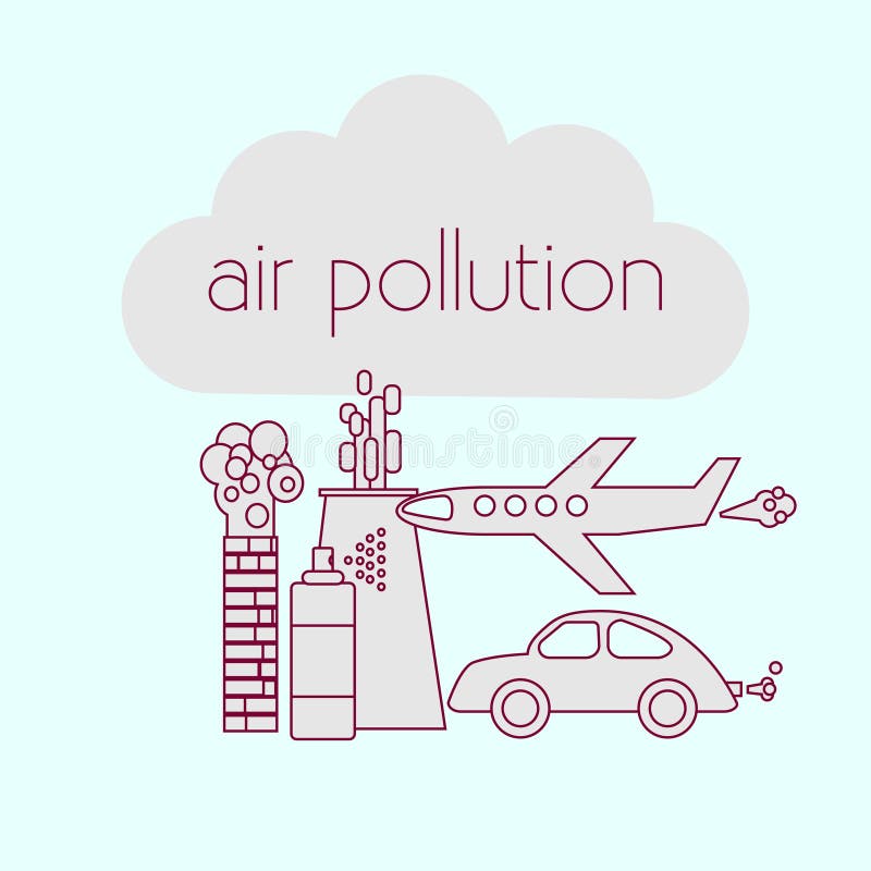Air pollution sources stock illustration