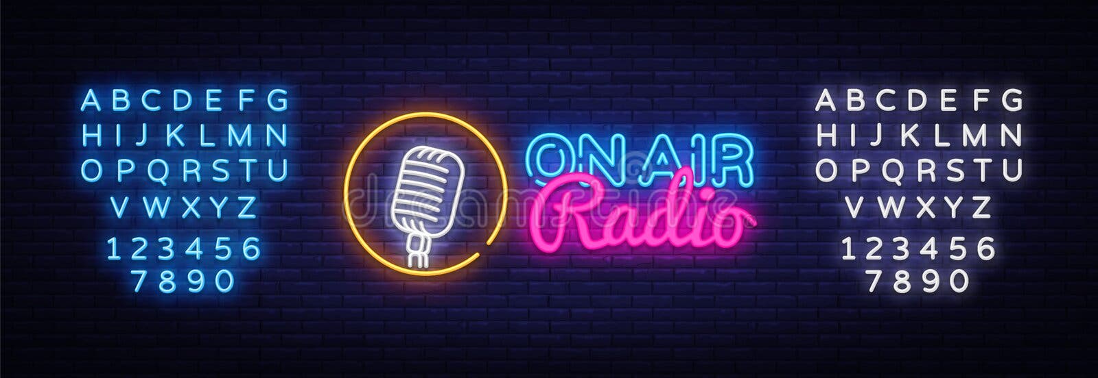 Broadcast studio on air light sign wall Royalty Free Vector