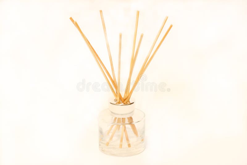 Air refresher bottle and wooden sticks isolated over white background royalty free stock photos Air refresher bottle and wooden sticks isolated over white background royalty free stock photos