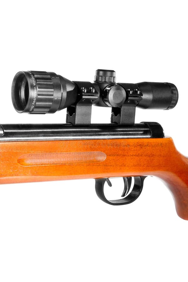 Air Rifle with a Telescopic Sight and a Wooden Stock Photo Image of