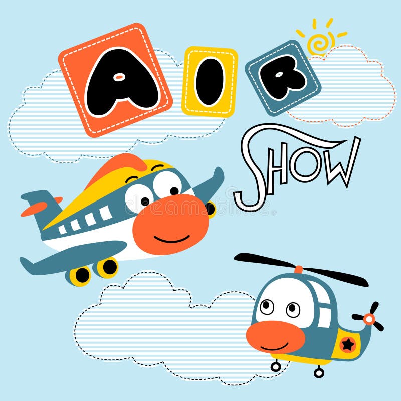 Air Show Cartoon with Funny Air Transportations Stock Vector - Illustration  of draw, plane: 203058271