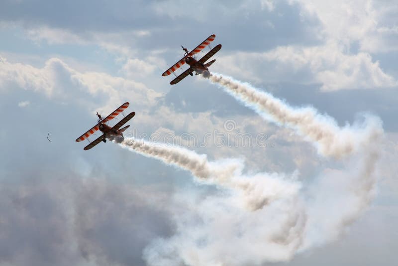 Air show with smoke.
