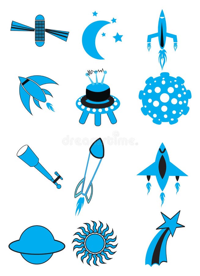 Air And Space Icon Set royalty free illustration