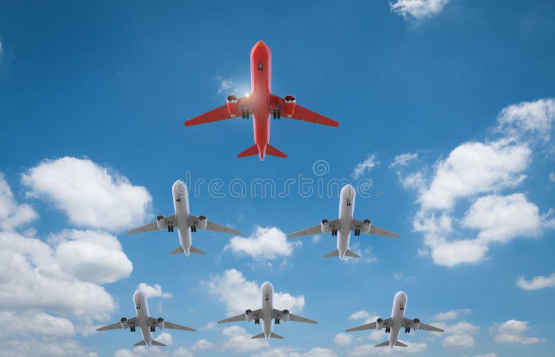 Air squadron with leader royalty free stock photo