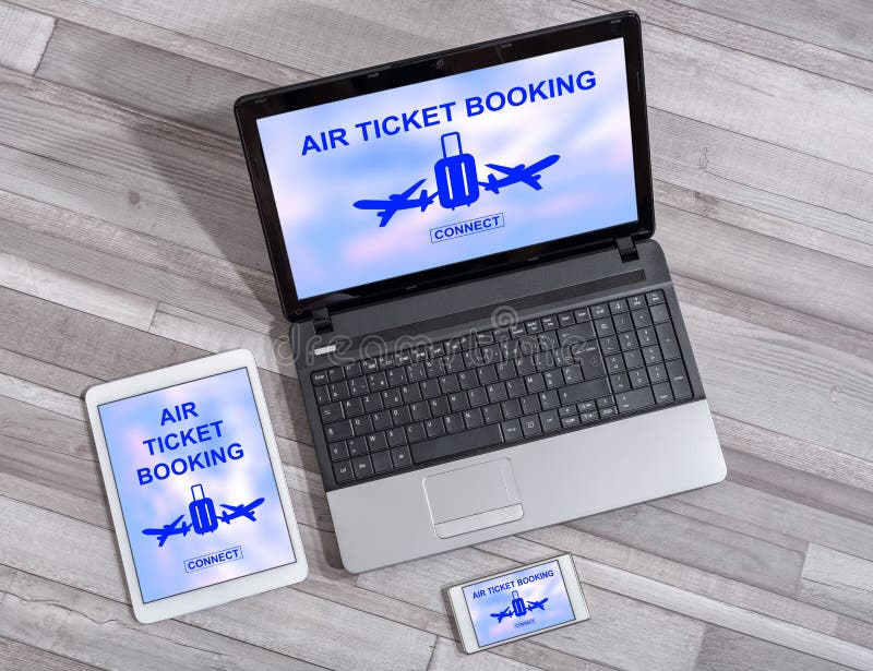 Air Ticket Booking Concept on Different Devices Stock Photo Image of