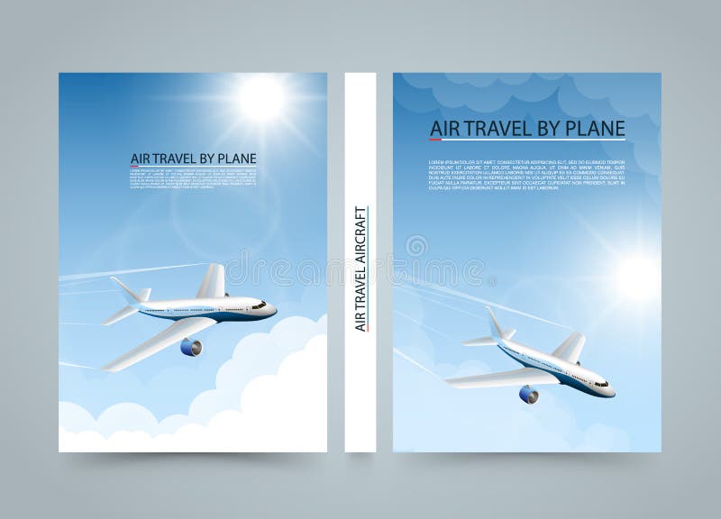 Air travel by plane, Modern airplane banners, Cover A4 size