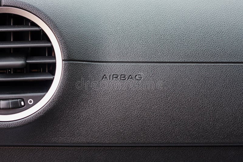 Airbagzeichenaufkleber Im Modernen Auto Stockfoto Bild von