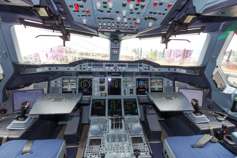 Airbus A380 cockpit stock photo