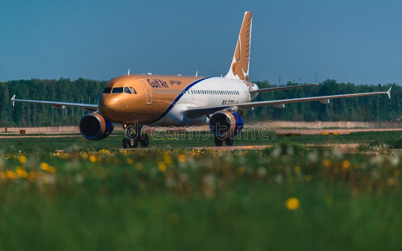 Airbus A 320 Gulf Air Airlines taxing at apron