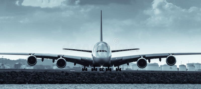 Airbus A380 Jet Airliner Front View Stock Photo Image Of Black Transport 35632276
