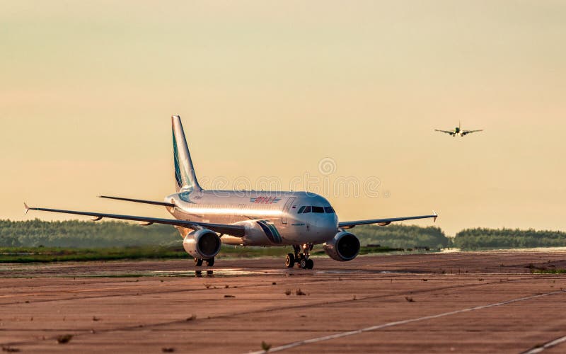 Airbus A320 Yamal Airlines taxing at the airport
