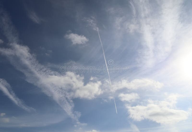 Condensation or Contrails in the Sky by Jets Stock Image - Image of ...