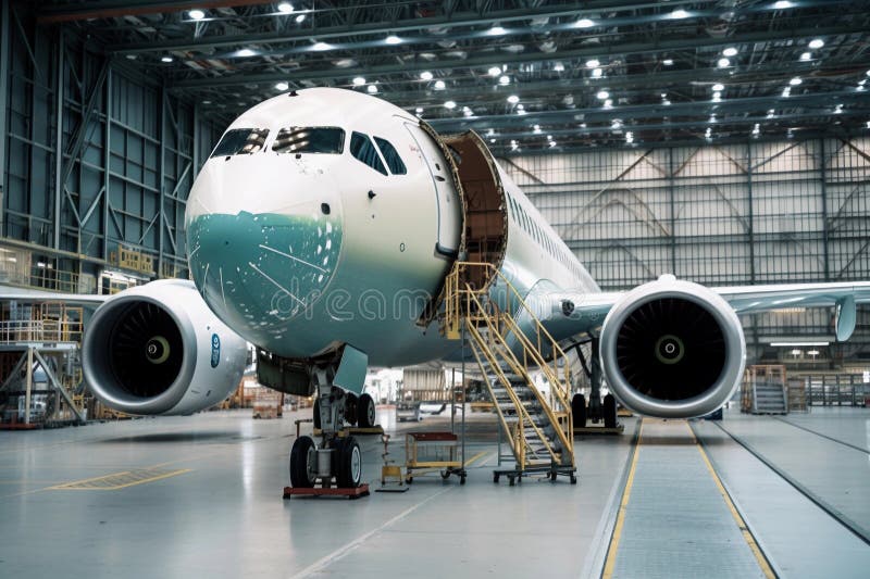 Aircraft Construction. Aircraft Manufacturing. AI Generated Stock Image