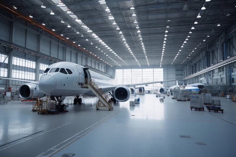 Aircraft Construction. Aircraft Manufacturing. AI Generated Stock Photo