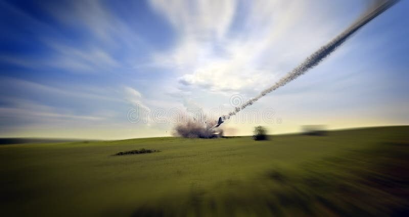 Aircraft crashing royalty free stock photo