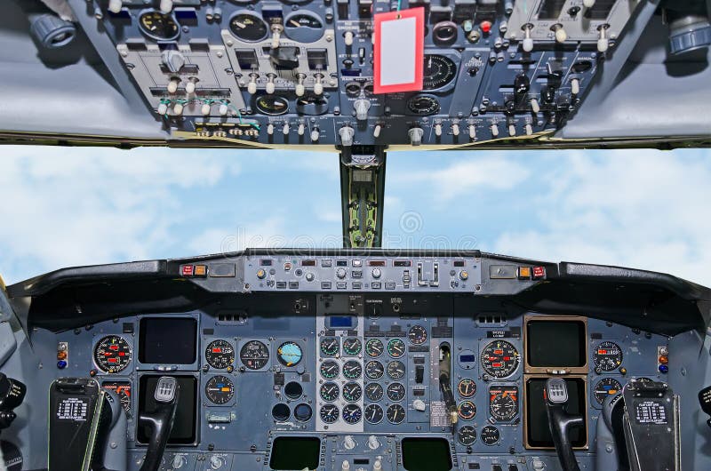 Aircraft dashboard. stock photos