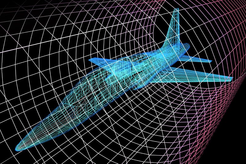 Simulation of aircraft in wind tunnel vector illustration Simulation of aircraft in wind tunnel vector illustration