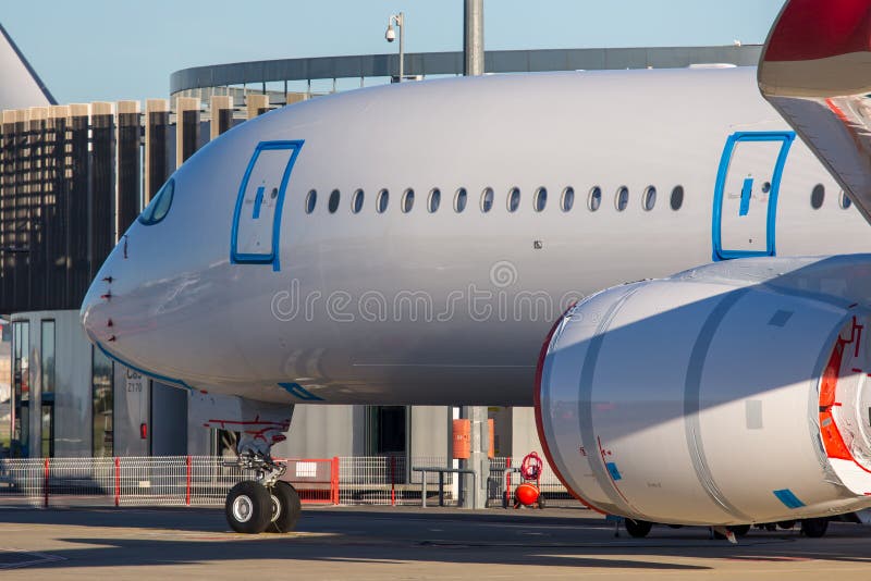Aircraft nose and engine closeup stock images