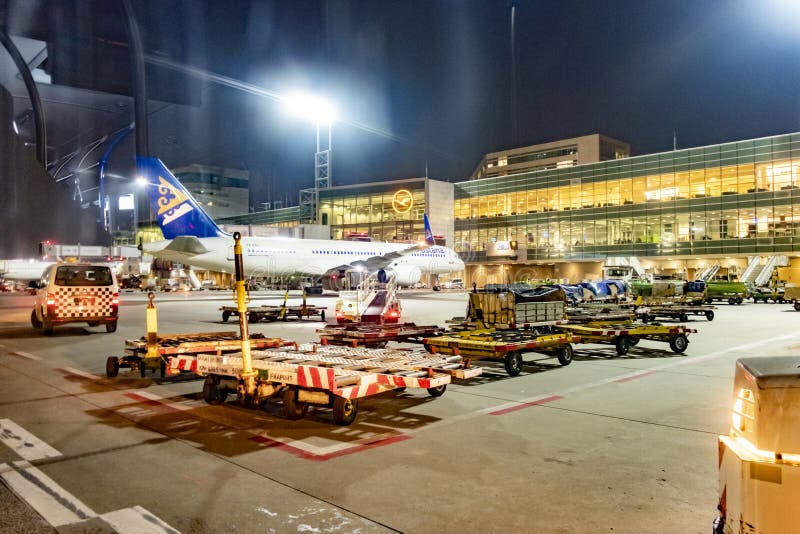 Aircraft at the terminal at Frankfurt international airport in Germany