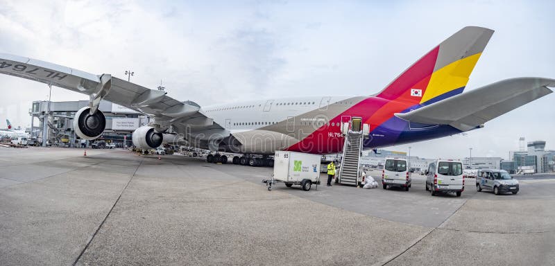 Aircraft at the terminal at Frankfurt international airport in Germany