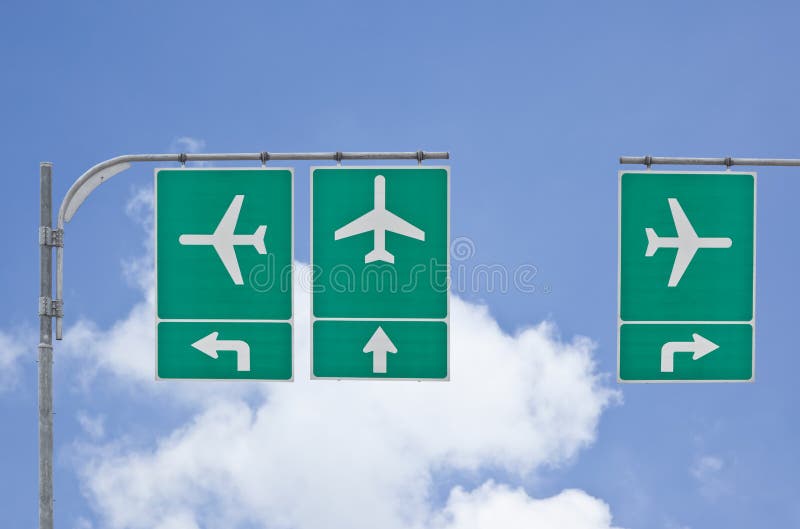 Aircraft traffic sign on blue sky