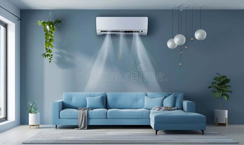 Aire acondicionado moderno enfriando una habitación. ai generativo ilustración del vector
