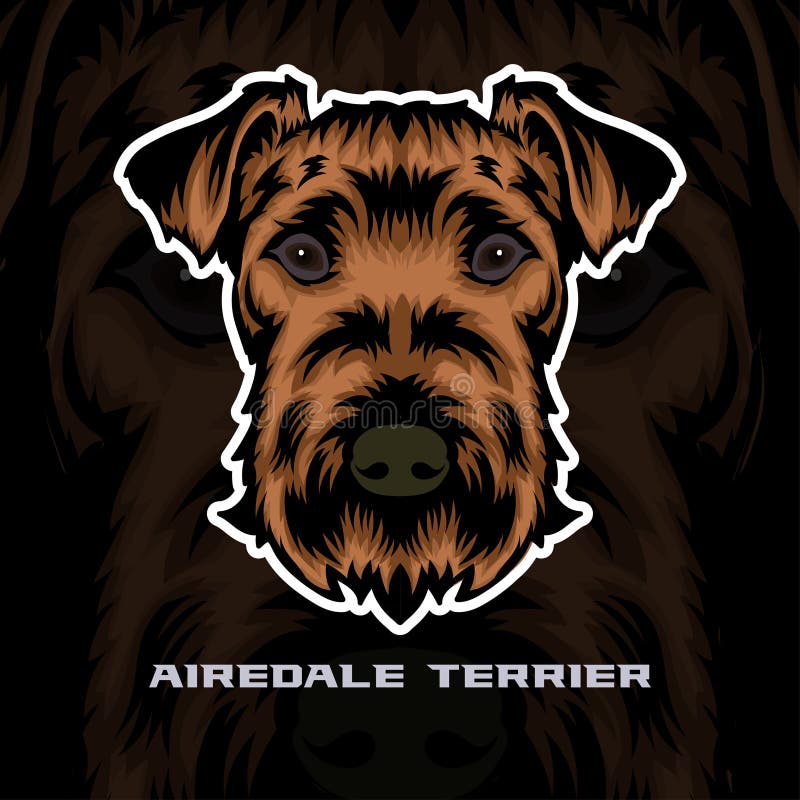 Airedale skrämer dog face vector stock illustration dog mascot logotyp hund face logo vector stock illustrationer