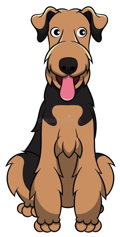 AiredaleterrierTerrier Catoon hund stock illustrationer