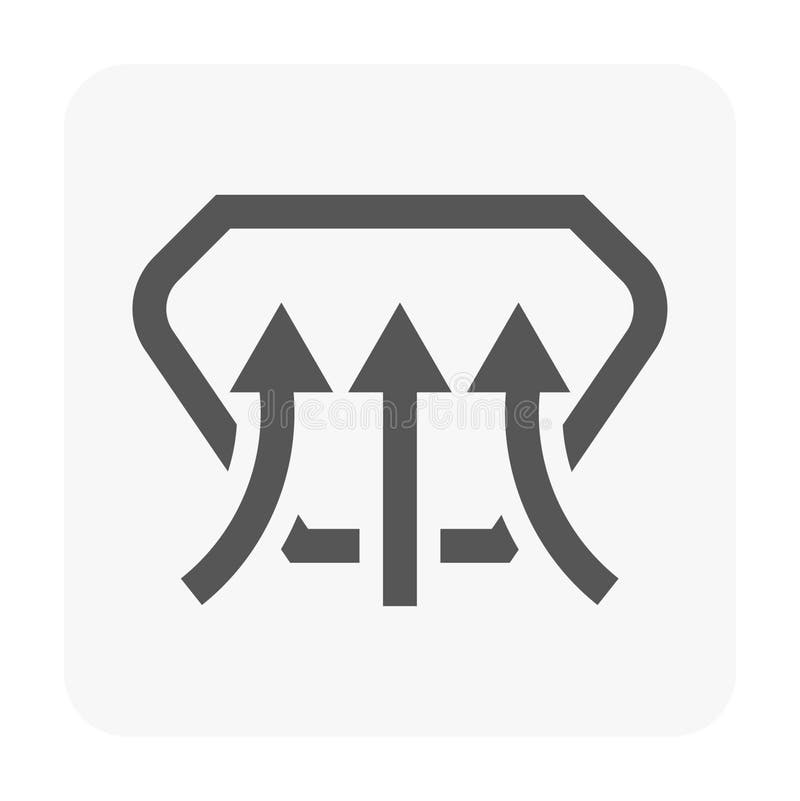 Simple airflow vector icon in minimalist outline style, illustrating ventilation, air circulation and climate control. Ideal for automotive dashboards, HVAC system graphics, user interfaces, and environmental control design elements. Airflow symbol vectors