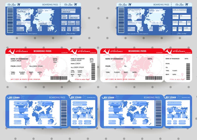 Airplane ticket. Boarding pass ticket template. Concept of travel, journey or business. Vector illustration