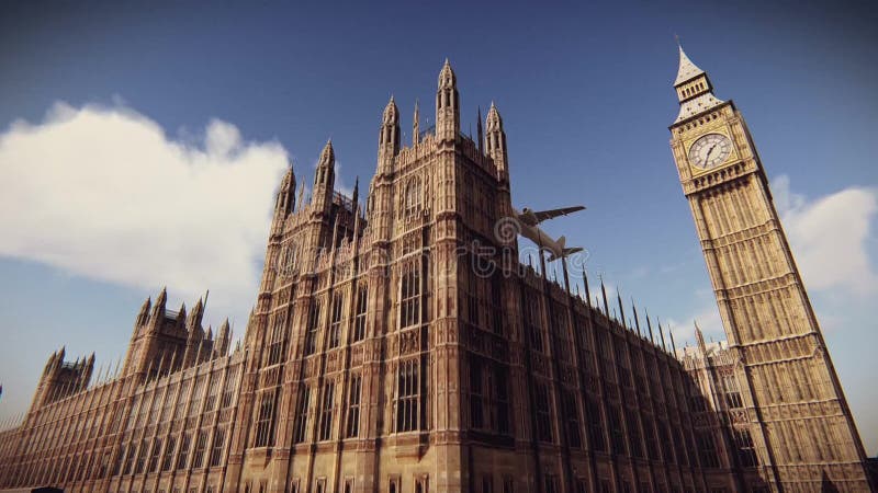 Airliner Flying Over the Palace of Westminster in London Footage Stock  Footage - Video of airline, clock: 63514746