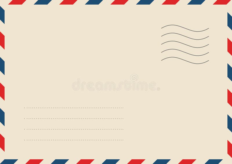 Air Mail Letter Vector Post Stamp Airmail Frame Postcard Blue