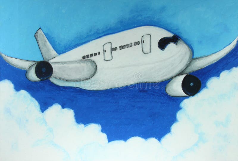 Airplane Painting at Sign in Sky Stock Illustration Illustration of