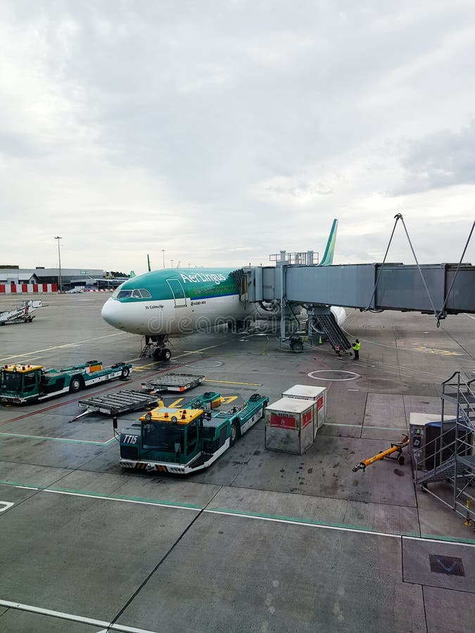 Airplane in Dublin Airport, Ireland Editorial Stock Photo Image of