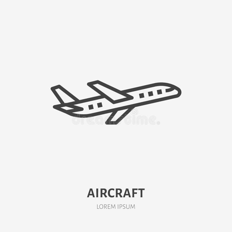 Airplane flat line icon. Plane vector illustration. Thin sign for jet, air craft cargo shipping, airlines logo