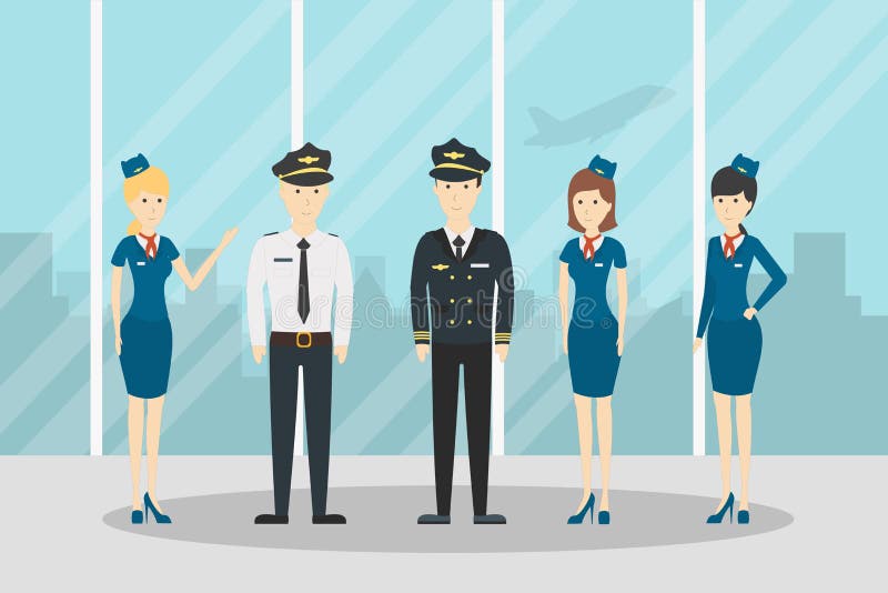 Airplane flight crew. stock vector. Illustration of girl - 84563727