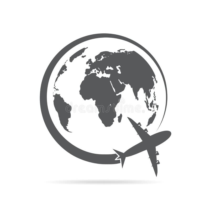 Airplane Flying Around the Globe. Vector Illustration Stock ...