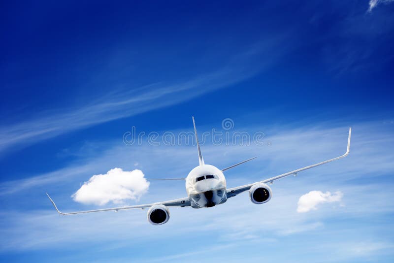 Airplane flying. A big passenger or cargo aircraft