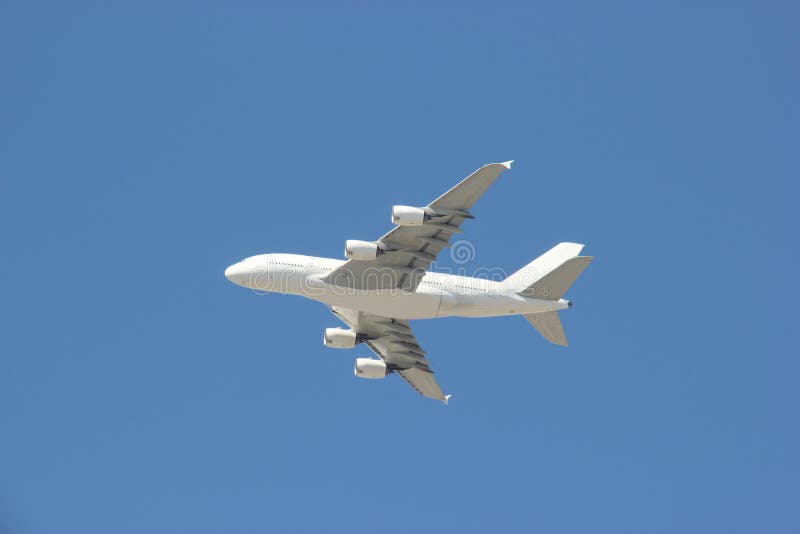Airplane flying on Bright Blue Sky