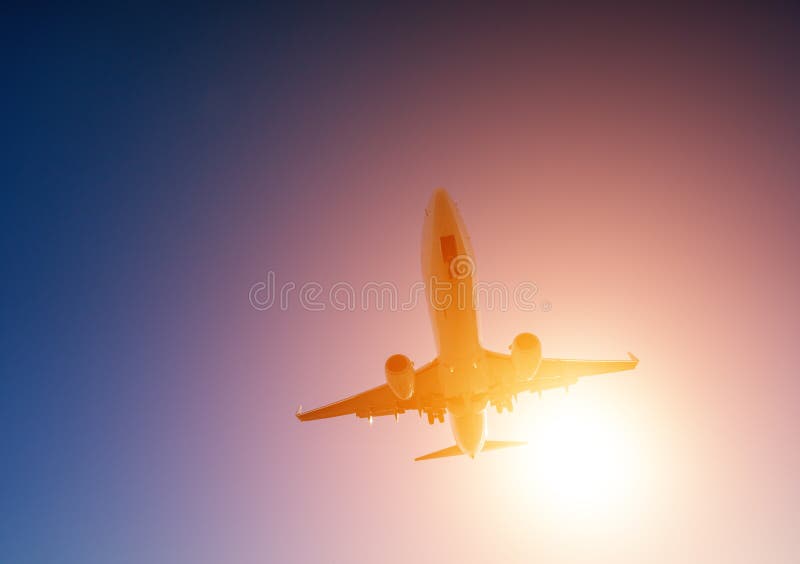 Airplane in Front of Bright Sunlight Stock Photo Image of plane