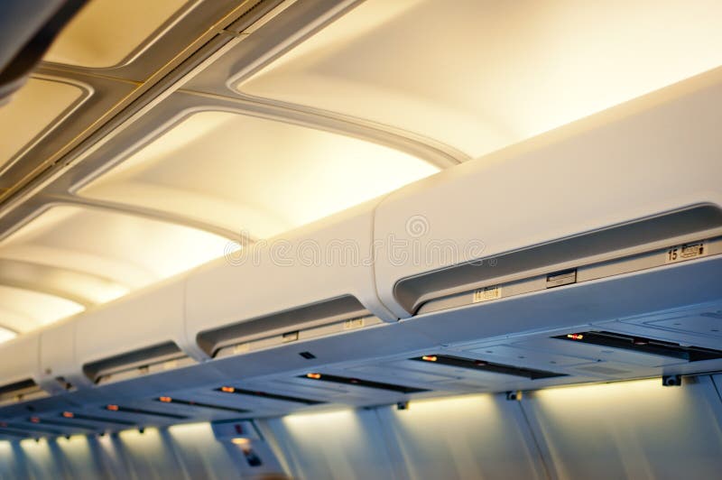 Airplane interior detail. stock photography
