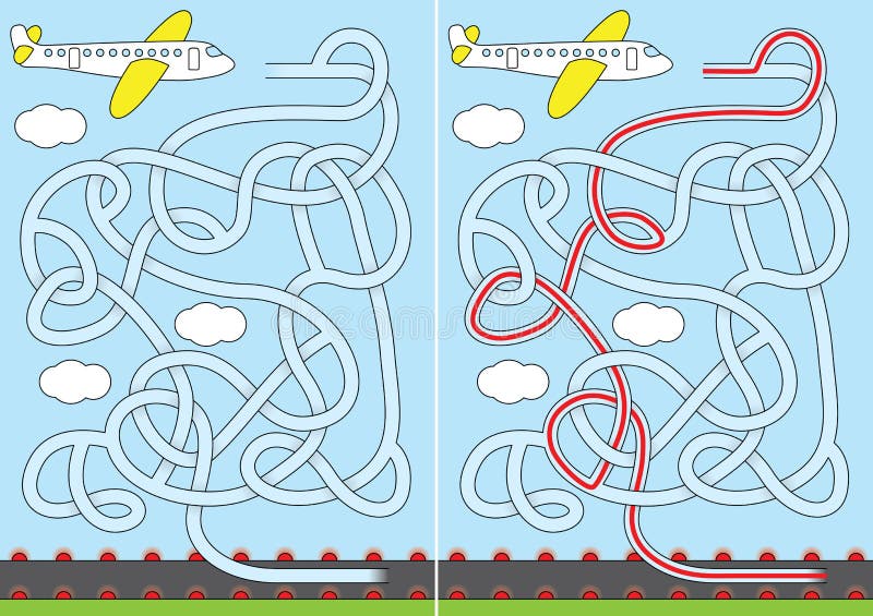 Airplane maze stock vector. Illustration of airplane 184213718