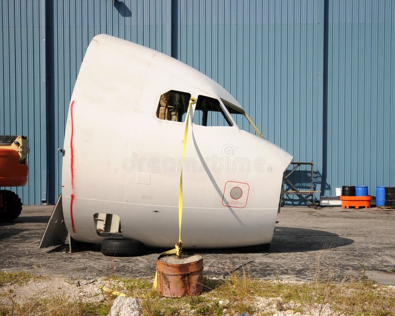 Airplane nose structure stock photo. Image of repair 11882086